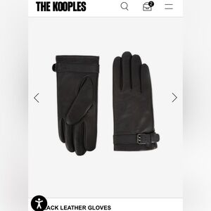 NWT THE KOOPLES BLACK LAMBSKIN SHEEPSKIN SHEEP LAMB SKIN DESIGNER LEATHER GLOVES